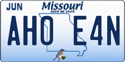 MO license plate AH0E4N