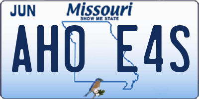 MO license plate AH0E4S