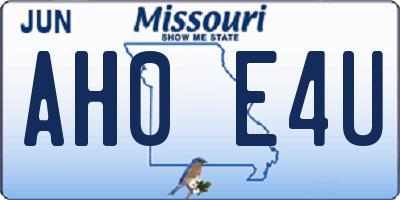 MO license plate AH0E4U