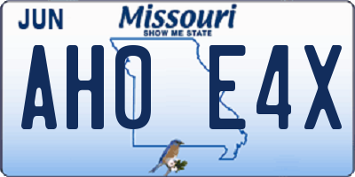 MO license plate AH0E4X