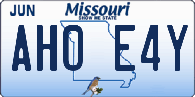 MO license plate AH0E4Y