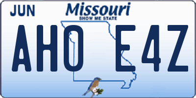 MO license plate AH0E4Z