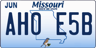 MO license plate AH0E5B