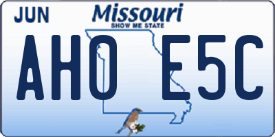 MO license plate AH0E5C