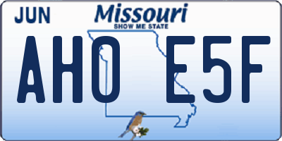MO license plate AH0E5F