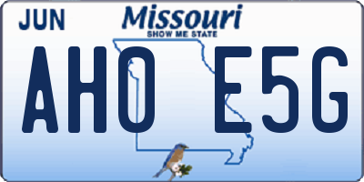 MO license plate AH0E5G