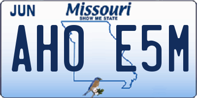 MO license plate AH0E5M