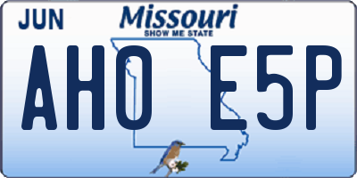 MO license plate AH0E5P