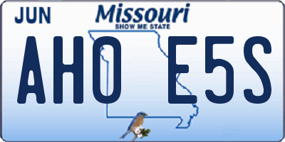 MO license plate AH0E5S