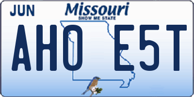 MO license plate AH0E5T