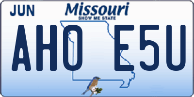 MO license plate AH0E5U