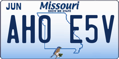 MO license plate AH0E5V