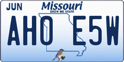 MO license plate AH0E5W