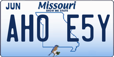MO license plate AH0E5Y