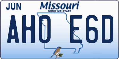 MO license plate AH0E6D