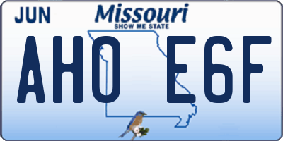 MO license plate AH0E6F