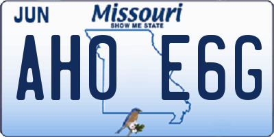 MO license plate AH0E6G