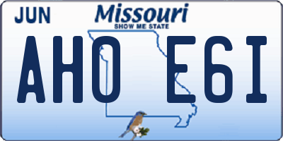 MO license plate AH0E6I