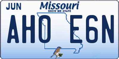 MO license plate AH0E6N