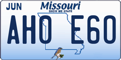 MO license plate AH0E6O