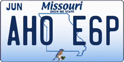 MO license plate AH0E6P