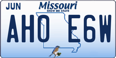 MO license plate AH0E6W