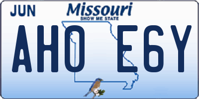 MO license plate AH0E6Y