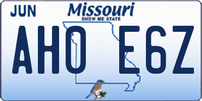 MO license plate AH0E6Z