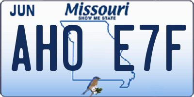 MO license plate AH0E7F