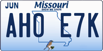 MO license plate AH0E7K