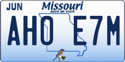 MO license plate AH0E7M