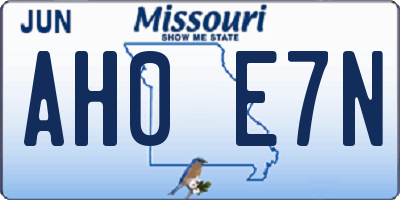 MO license plate AH0E7N