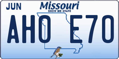 MO license plate AH0E7O