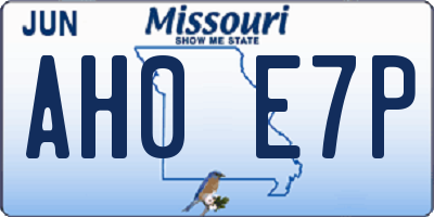 MO license plate AH0E7P