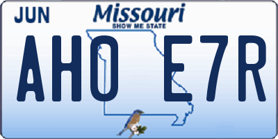 MO license plate AH0E7R