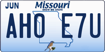 MO license plate AH0E7U