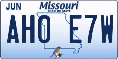 MO license plate AH0E7W