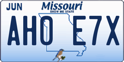 MO license plate AH0E7X