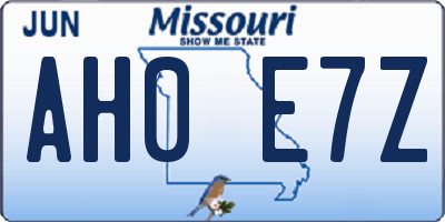 MO license plate AH0E7Z