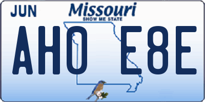 MO license plate AH0E8E