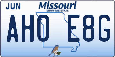 MO license plate AH0E8G