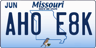 MO license plate AH0E8K