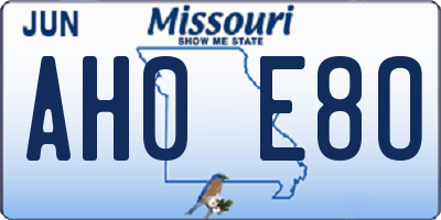 MO license plate AH0E8O