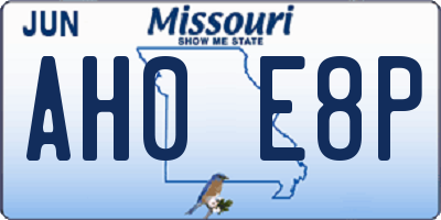 MO license plate AH0E8P