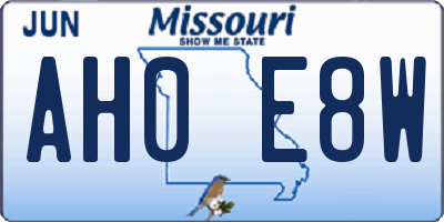 MO license plate AH0E8W