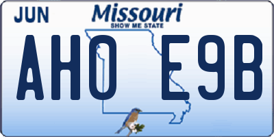 MO license plate AH0E9B