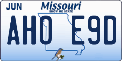 MO license plate AH0E9D