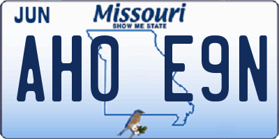 MO license plate AH0E9N