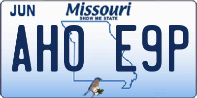 MO license plate AH0E9P