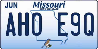 MO license plate AH0E9Q